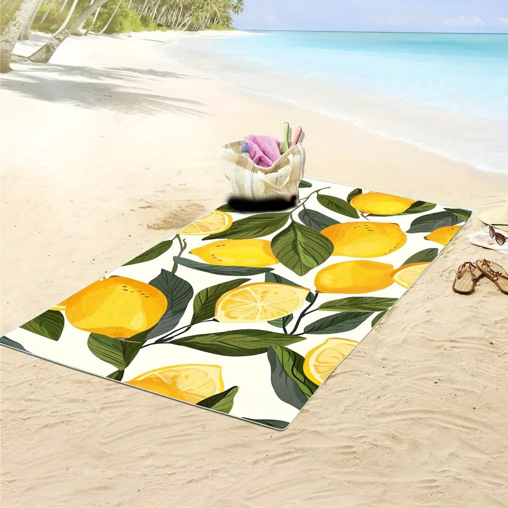 Lemon Fruit Beach Towel Absorbent Quick Dry Bath Towel for Travel Pool Swim Fresh Summer Kitchen Theme Shower Blanket