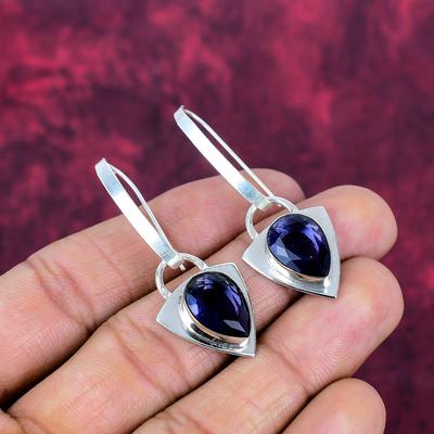 Iolith Ohrringe, 925 Sterling Silber Ohrringe, handgefertigter Edelsteinschmuck, Geschenke für die Frau, brandneue Ohrringe