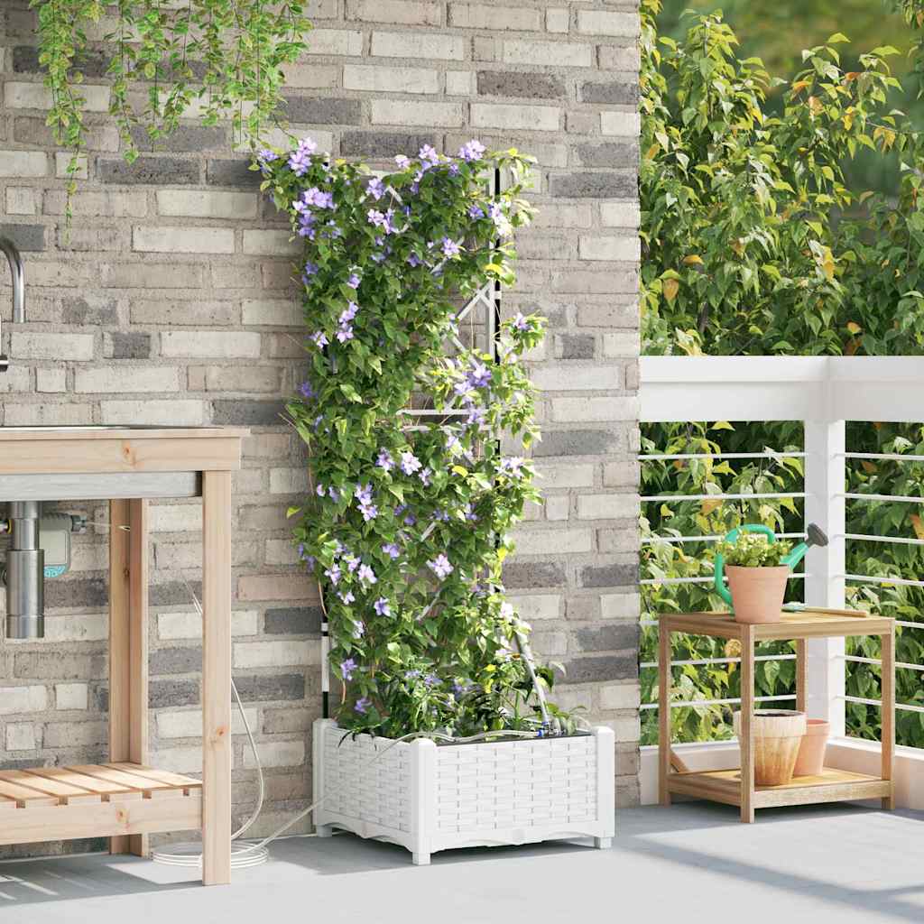 Garden Planter White 40 X 40 X 126 Cm Plastic