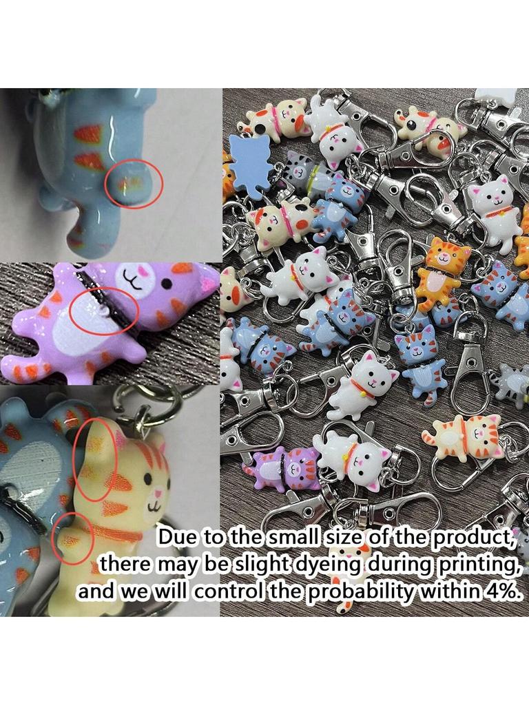 7Pcs Cat Keychain For Men And Women Cartoon Accessories Durable Keyring With Lobster Clasp Decorative Gift For Bags Car Keys