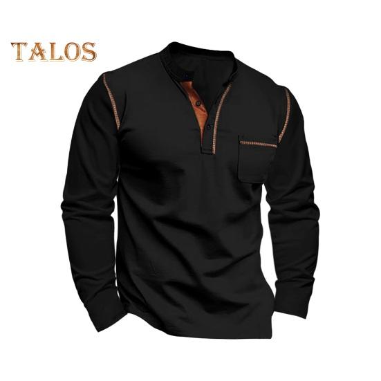 

Летняя мужская рубашка с воротником-стойкой, длинными рукавами, нагрудным карманом в стиле пэчворк, цветная курортная одежда для отдыха, пляжа, работы, свиданий, топ XXL чёрный