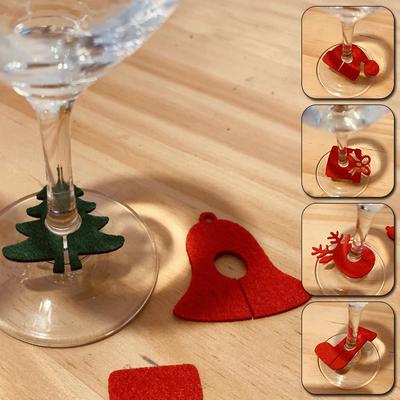 6 Stück Weihnachtsdekoration Tassenkarten Weihnachtsgeschenk Kelchanhänger Weinglasanhänger Heimpartydeko