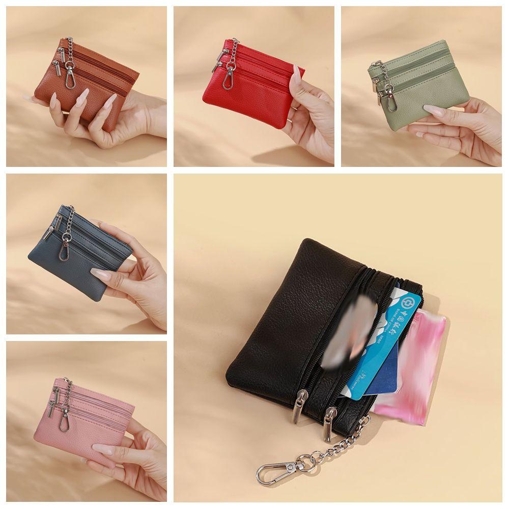 

Korean Style Small Item Bag Zipper Three Pouch Wallet Casual Lichee Pattern Coin Purse Women синій