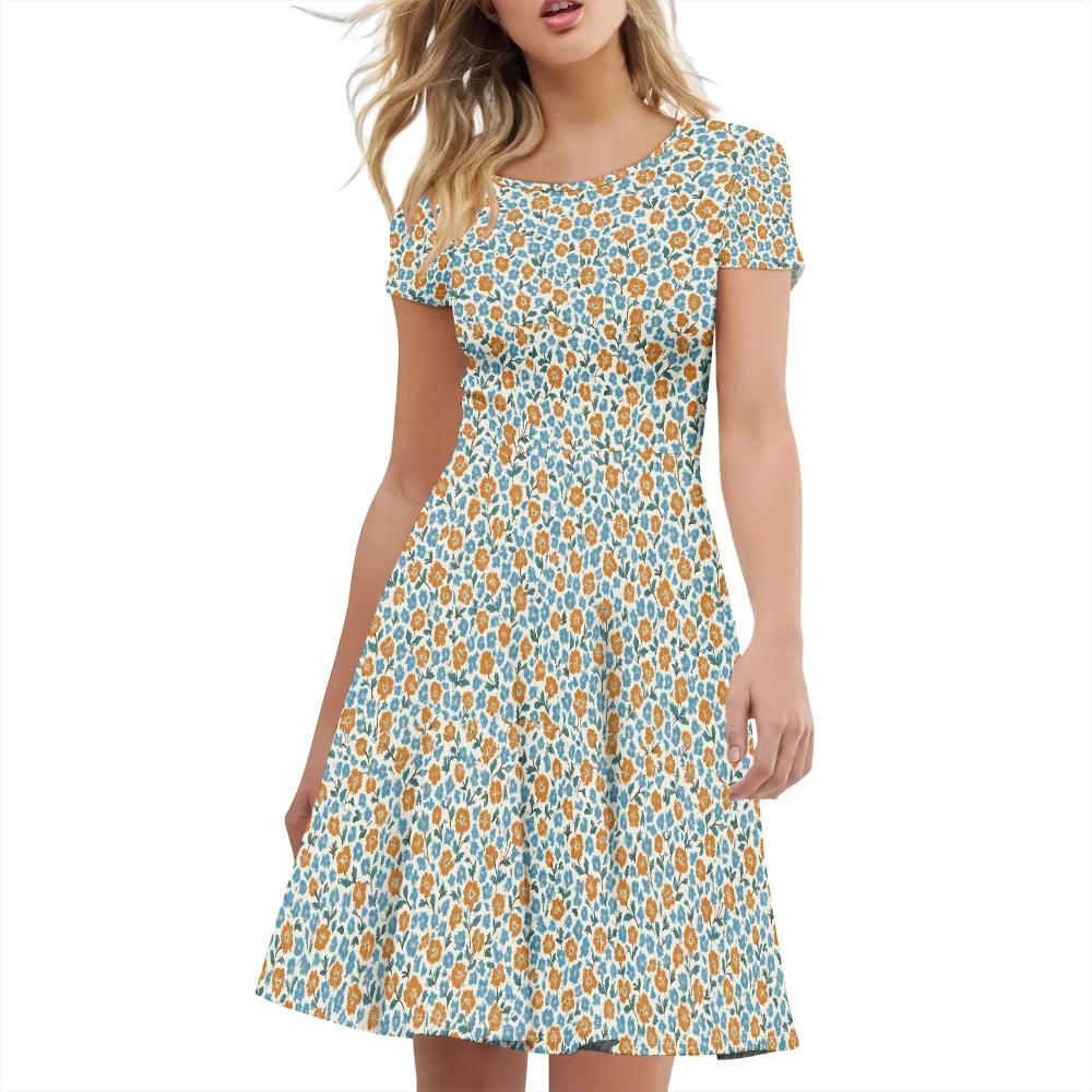 

2025 Летнее женское платье с короткими рукавами и оборками, повседневное, модное, в стиле кэжуал, свободного кроя, женская одежда 6XL