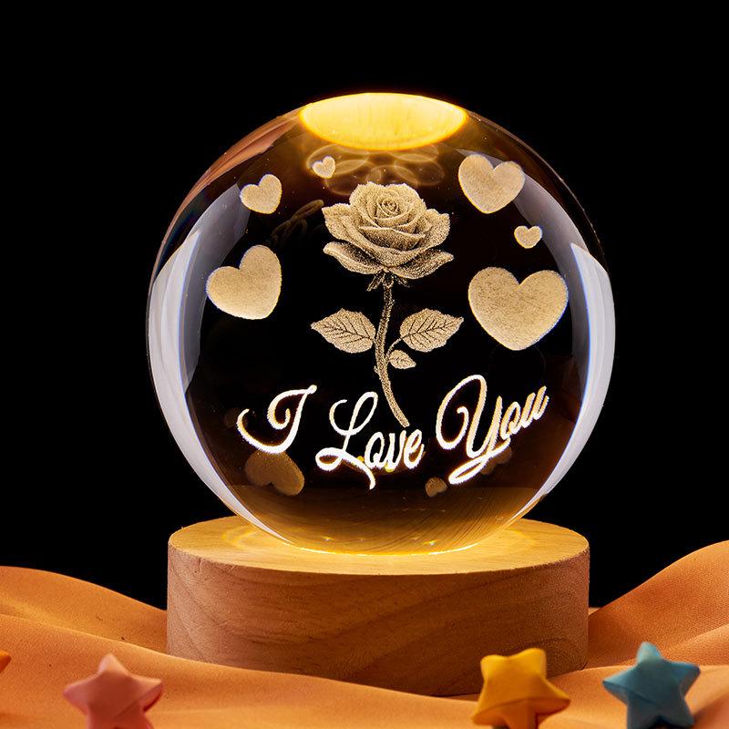 Rose Heart Crystal Ball – Valentine s Gift for Boyfriend to Girlfriend 1