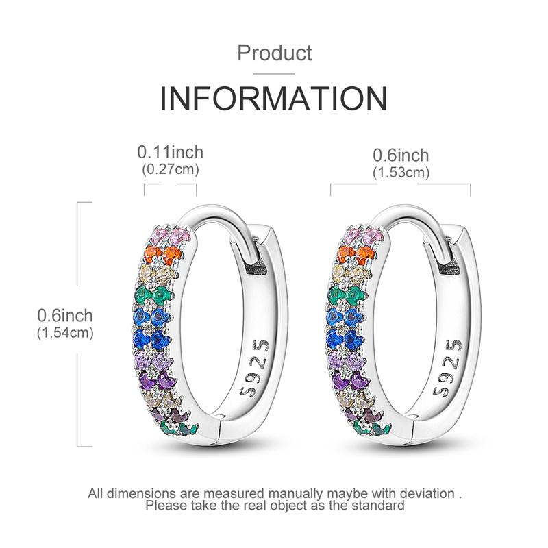 925 Silver Earrings Sparking Colorful Zirconia Hoop Earrings For Women Girls Party Anniversary Jewelry Gifts