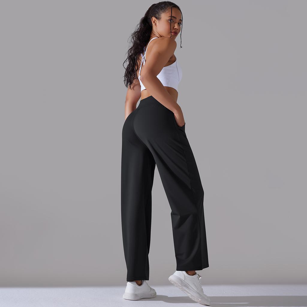 New nude polished high waist yoga sports wide leg pants show high loose casual breathable yoga pants women