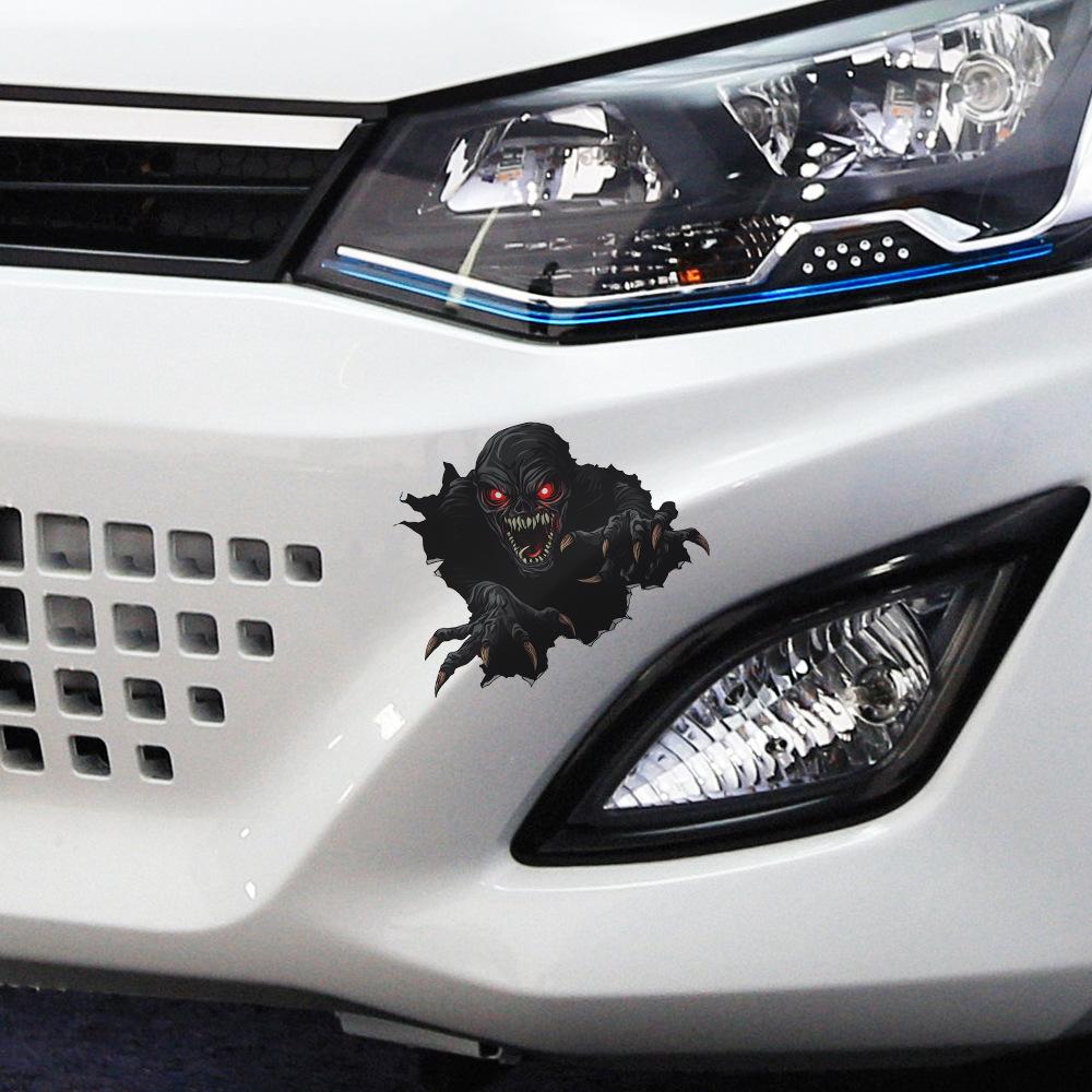 Halloween Hole-piercing Horror Skull Car Sticker Festive Atmosphere Decoration Car Sticker