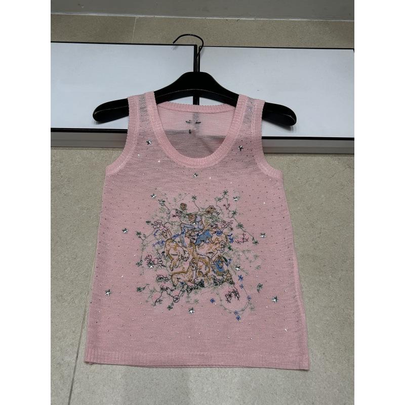 D Brand European-Style Summer Knit Vest: Animal Design, High-Quality, Round Neck, Thin, Casual.