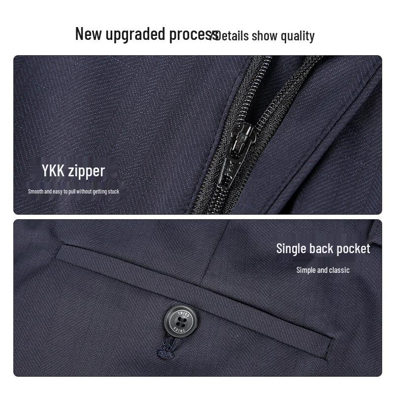 Men's High-Elastic Textured Straight-Leg Business Casual Trousers