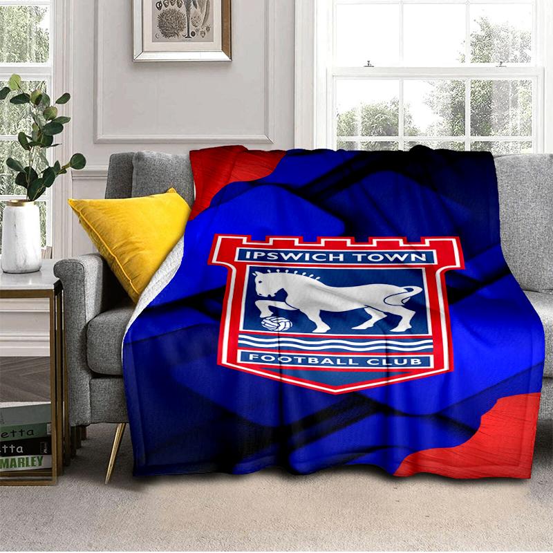 FC Ipswich Crest Blanket Lightweight Ideal Bedding Blanket Perfect for Travel, Camping, Living Rooms, Offices, Sofas, Fan Christmas Gift
