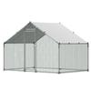 Gallinero Grande de Metal, 3 x 2 x 2 m, Corrales para Gallinas para Entrar con Cubierta Impermeable, Recinto para Gallinas con Techo de Punta y Cerradura, Jaula Exterior para Patos y Conejos