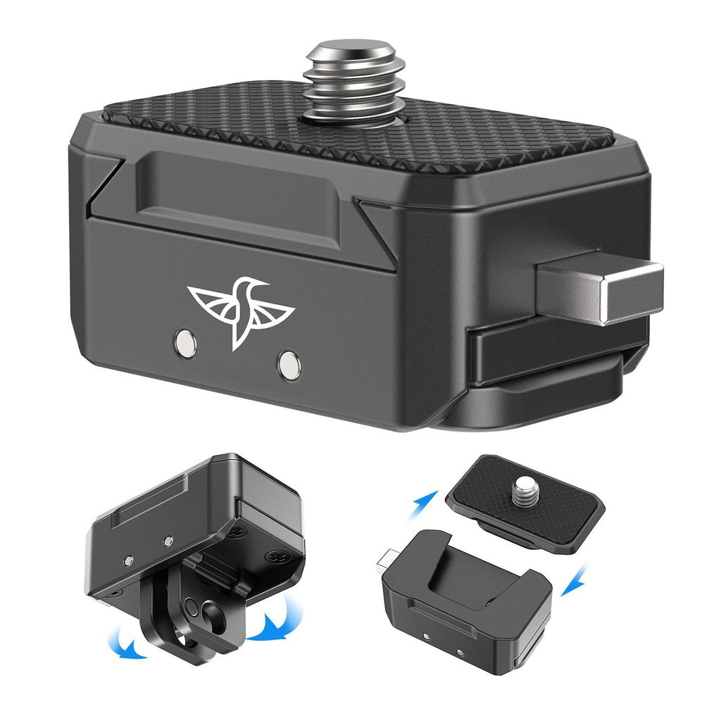 Aluminium-Adaptersockel mit Schnellwechselhalterung und Montageplatte, magnetische Action-Kamerahalterung, universelle 1/4-Zoll-Schnittstelle