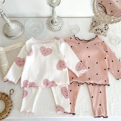 Stippen Koreaanse Stijl Pyjama - Lente & Herfst Meisjes Tweedelige Huispak voor Kinderen