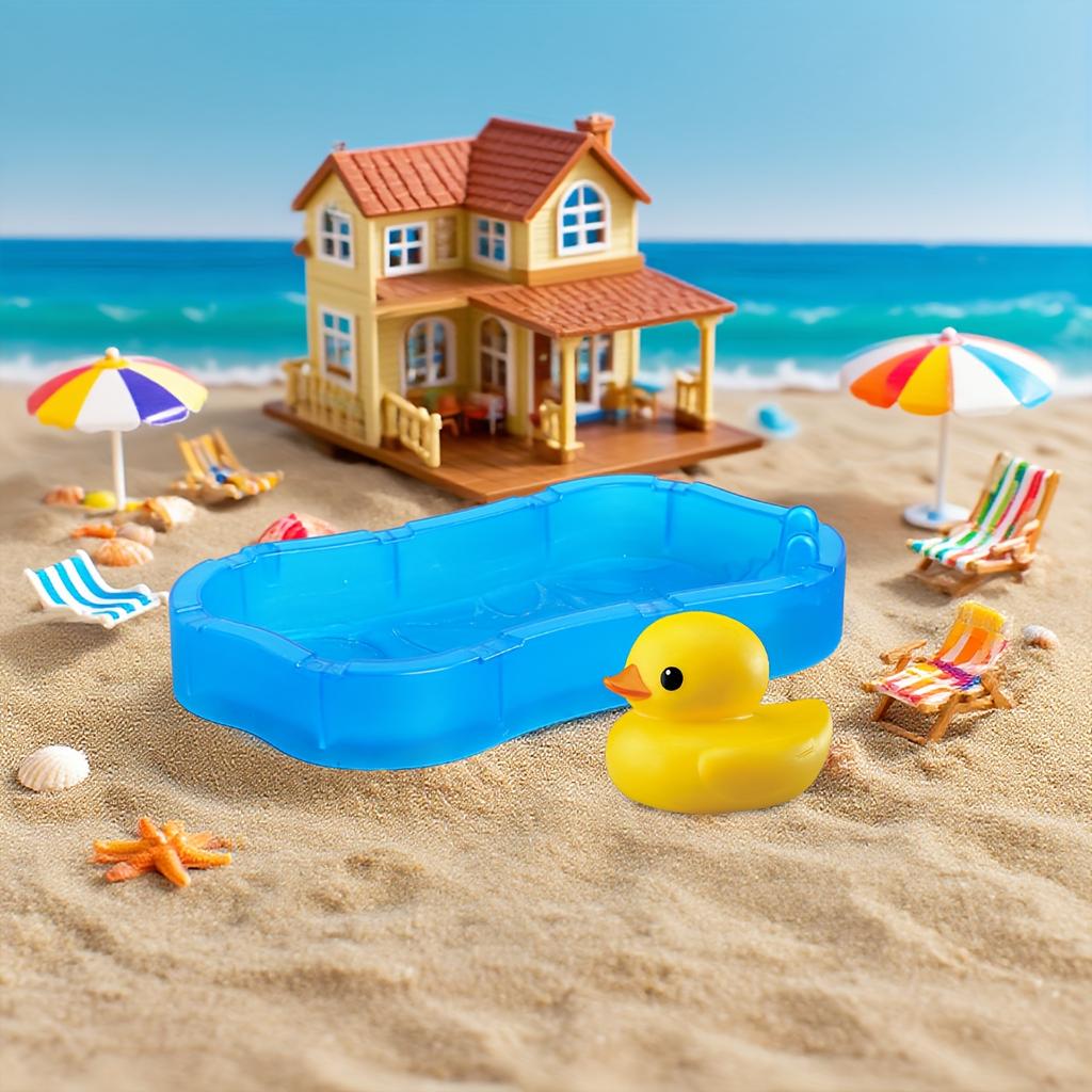 A Realistic Mini Indoor Swimming Pool, a Blue Pool for Dollhouse Decoration, Birthday Parties, a Vibrant Blue Mini Swimming Pool