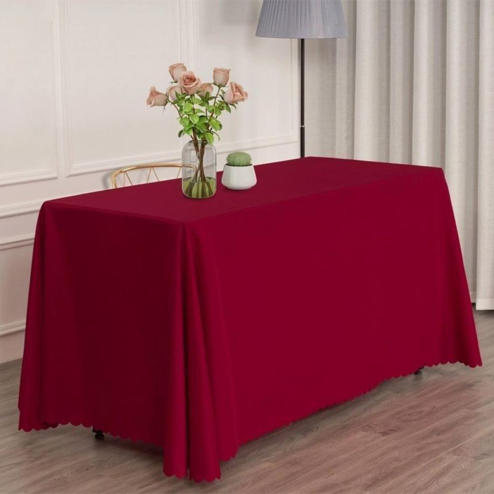 

Solid Color Table Cloth Cover Rectangle Table Cover Tablecloth Exhibition Activity Party Decorate burgundy