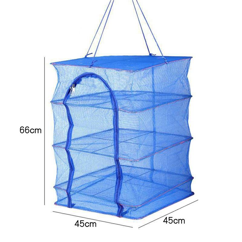 Drying Fishing Net Foldable Hanging Vegetable Fish Dishes Dryer Bag Hanger Fish Fishing Flowers Buds Plants Organizer 4 Layers