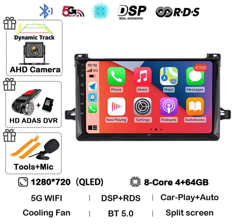 Android 14 Carplay Car Radio For Toyota Prius XW50 2015 2016 2017 2018 2019 2020 4G+WIFI 360 Camera Multimedia Player GPS Stereo