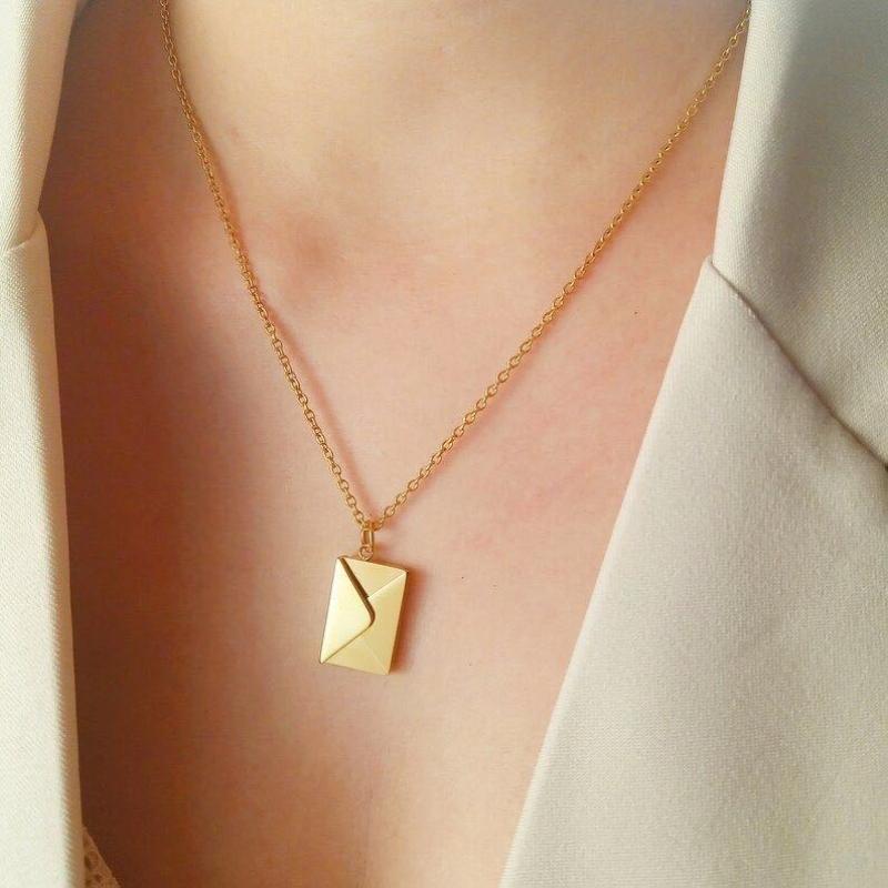 1Pcs Customized Stainless Steel Jewelry Confession Love You For Valentine Day Gift Love Letter Envelope Pendant Necklace