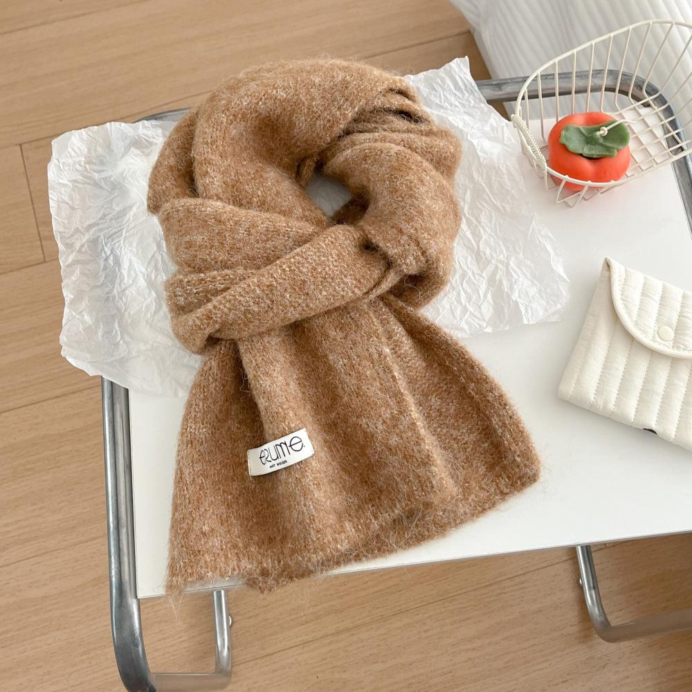 Ocean blue knitted scarf female new blended Korean versatile atmosphere student neck scarf