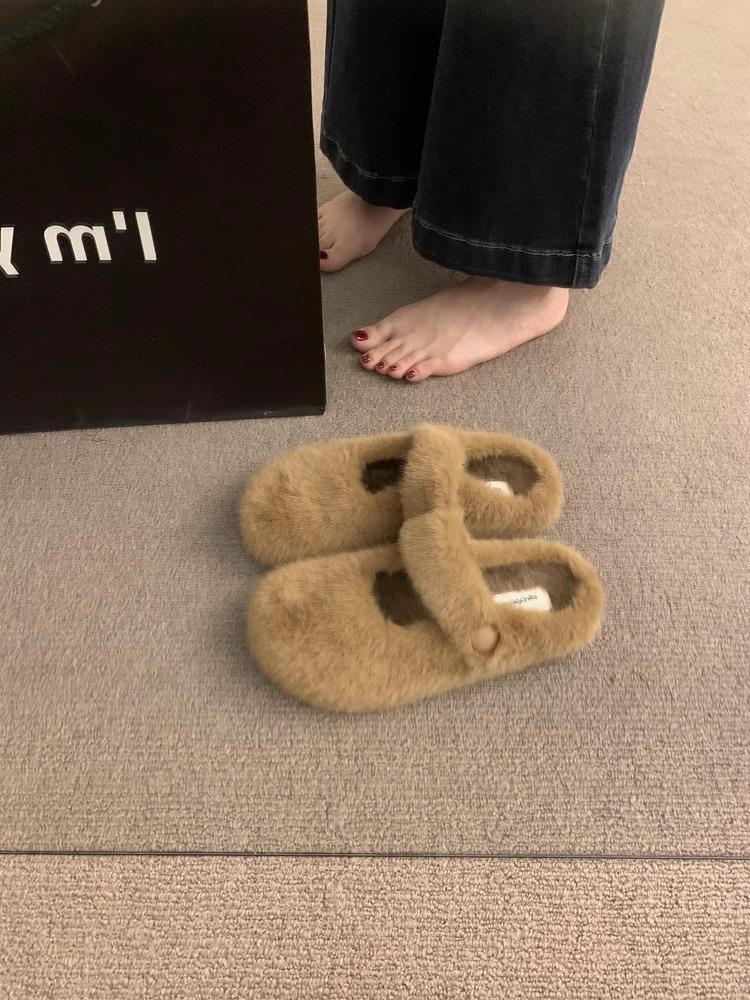 

2025 Internet celebrity autumn leopard print fluffy slippers women s autumn and winter new muffin thick bottom outdoor round head 35