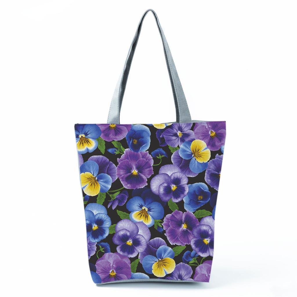 High Capacity Shoulder Bag Shopping Bags Bright Colors Floral Print Handbag Casual Travel Multi Functional Beach Bag Commuting Tote Bag