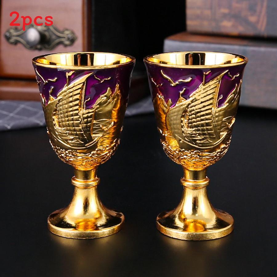 Vintage Metal Water Cup Set With Geometric Design For Home Decor And Giftgiving