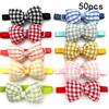 50/100pcs Dog Bow Tie Grooming Accessories Lattice Style Small Dog Bow Tie Grooming Neckties Pet Supplies Dog Cat Bowties Collar