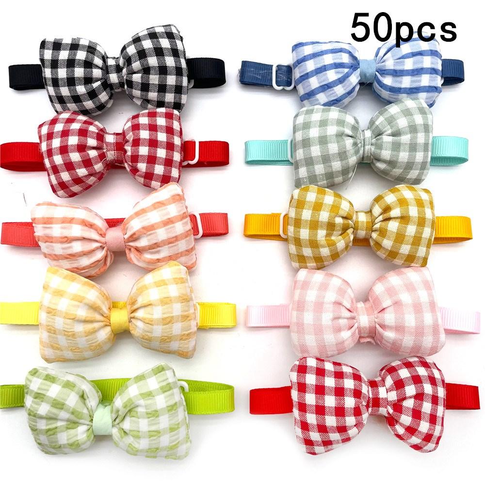 50/100pcs Dog Bow Tie Grooming Accessories Lattice Style Small Dog Bow Tie Grooming Neckties Pet Supplies Dog Cat Bowties Collar