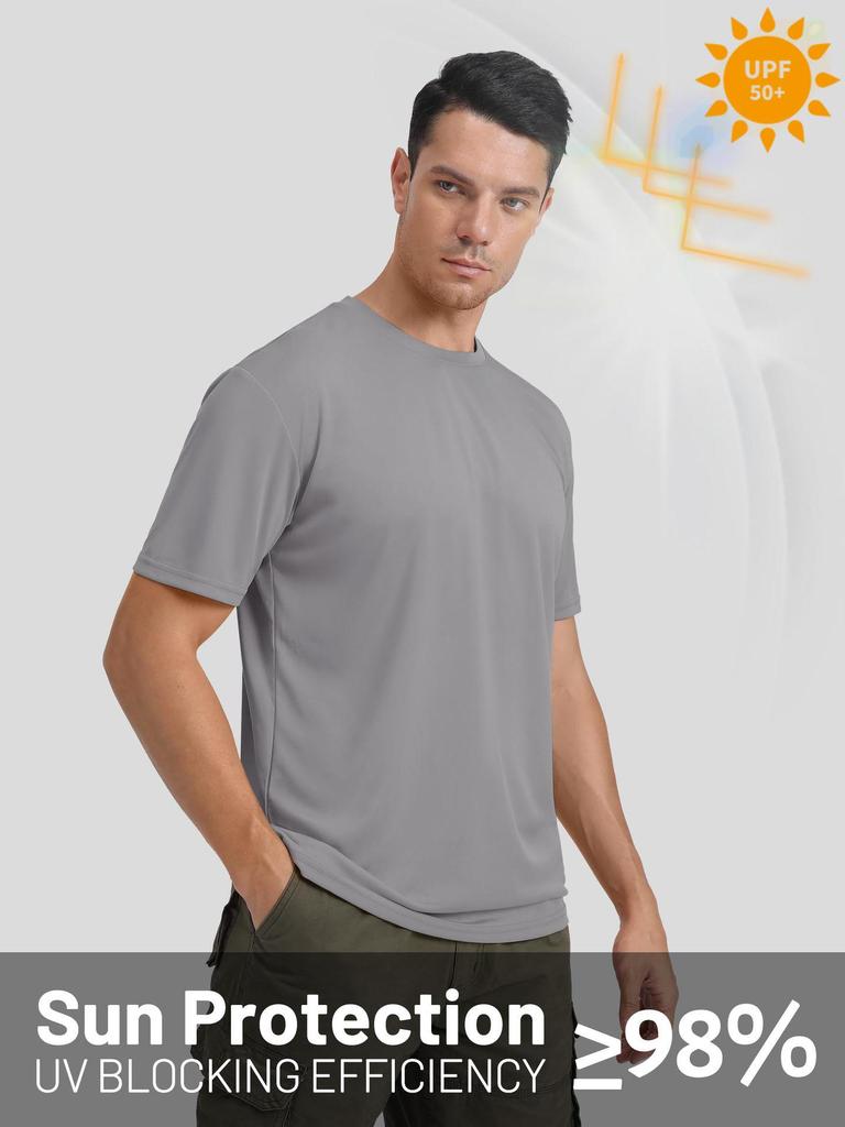 Men's UPF50+ Crew Neck Quick-Dry Sports T-Shirt: European & American Outdoor Spring/Summer Casual Sun Protection