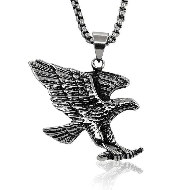 Titanium Steel Eagle Pendant Necklace - Retro Distressed Men's Accessory