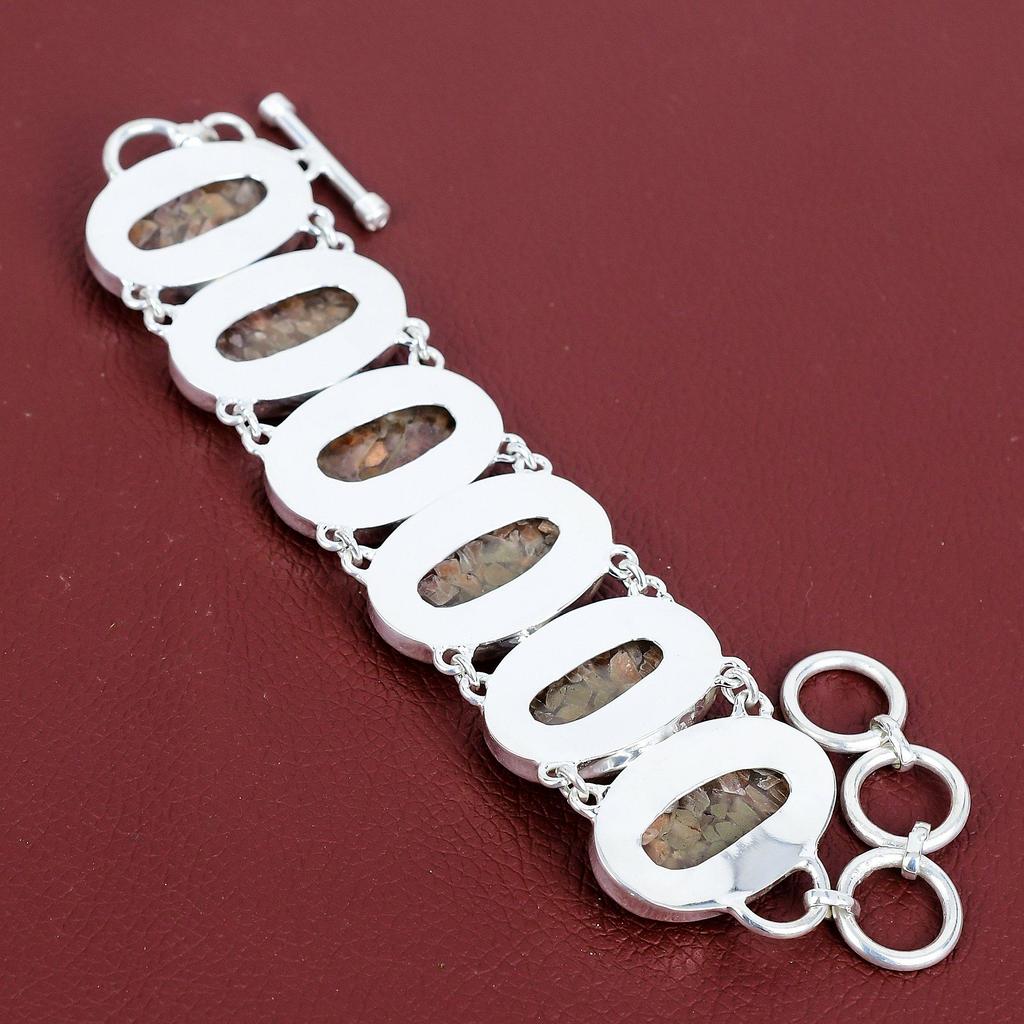 Sunstone Bracelet Natural Gemstone Bracelet Unique Jewelry 925 Sterling Silver Bracelet Adjustable Chain Bracelet Handmade Bracelet for Gift