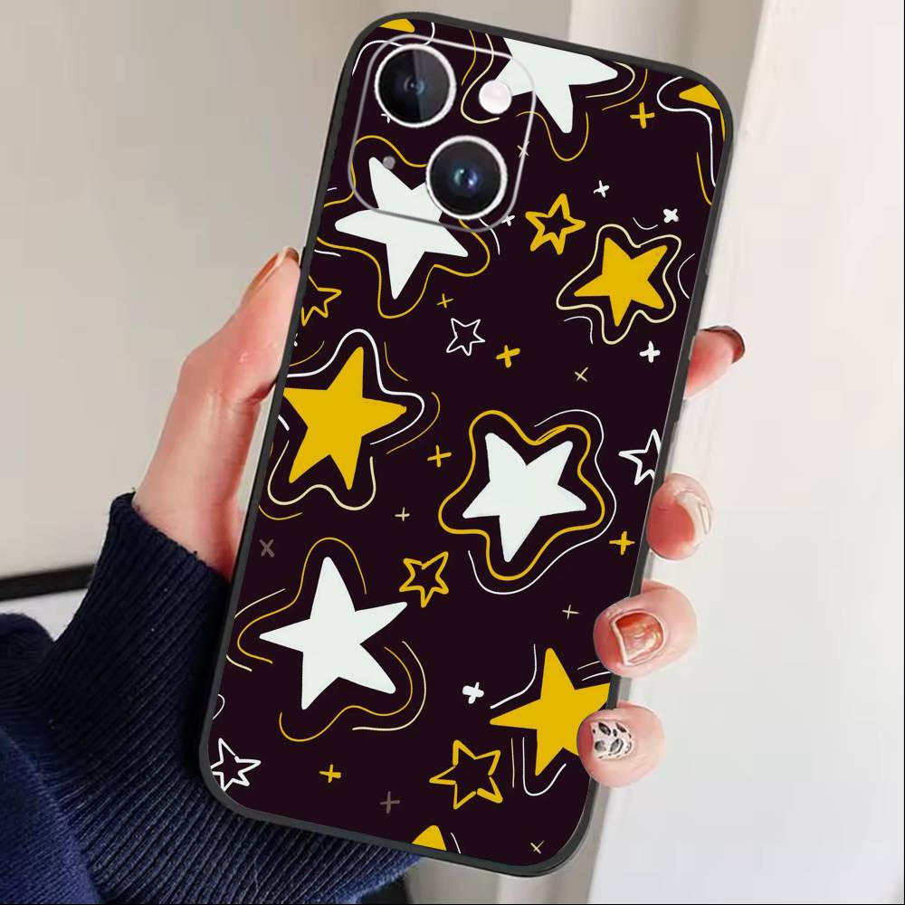 Starry Night whimsical landscape Phone Case For iPhone 16,15,14,13,12,17,Pro Max,Plus Silicone Black Case