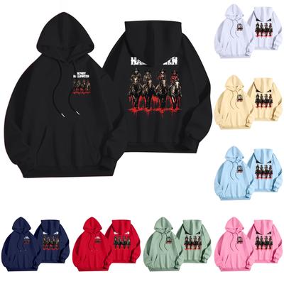 Damen Casual Mode Halloween Bedrucktes Freizeit Kapuzensweatshirt mit Taschen