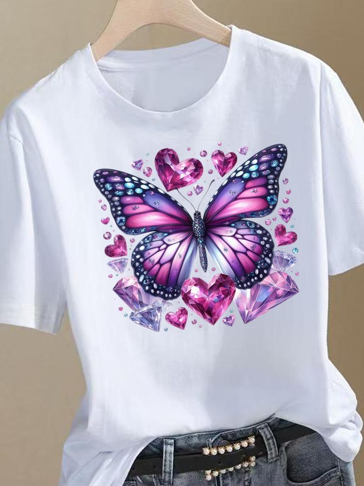 (Asian Size) Trend Flower Sweet Clothing Top Short Sleeve Graphic T-shirts Print Female T Shirt Woman Women Fashion Tee