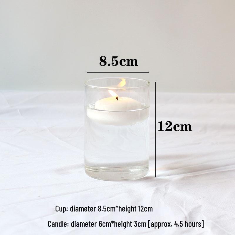 Glass Candle Holders for European Romantic Dinner, Wedding, Birthday, or Hotel Events - Floating Water Candles Included