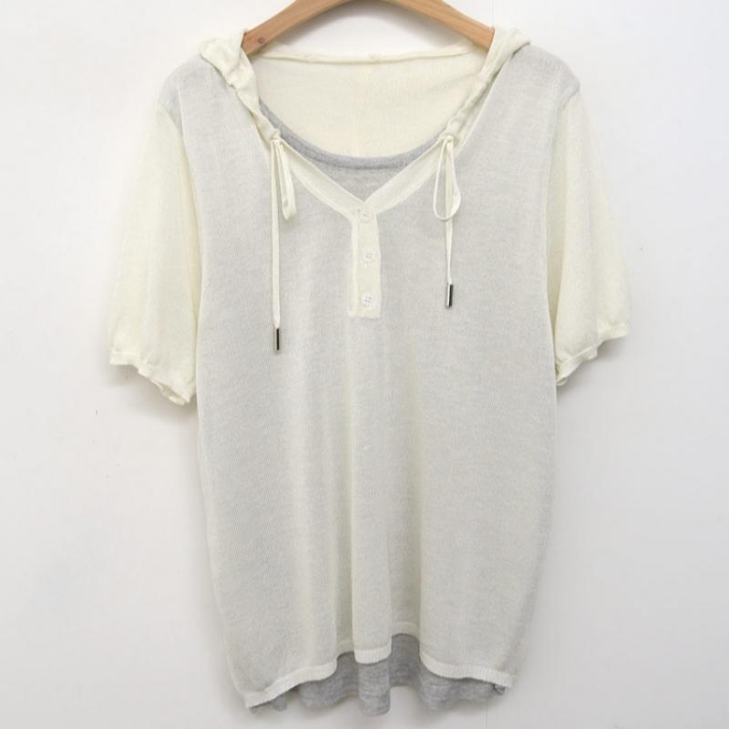 Shop Women S Layered ShorT Sleeve Hoodie KniT T ShirT Gray Jr Wkn 4531