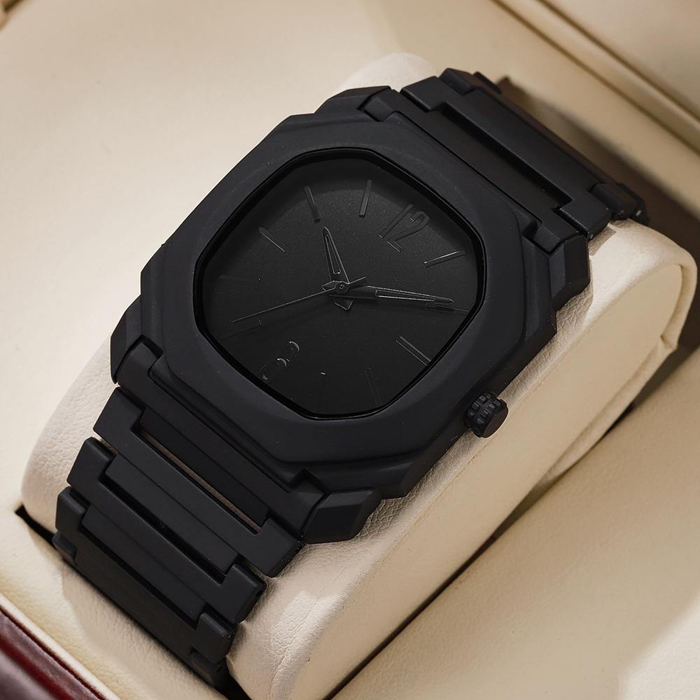 Retro Trendy Geometric Dial Men Quartz Watch College Leisure Sports Watch Holiday Decoration Jewelry Wristwatch Learning Clock