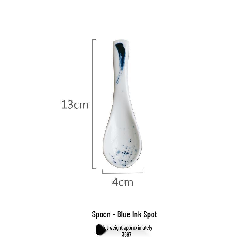 Hand-Painted Retro Ceramic Japanese Spoon: Tasting, Rice, Soup & Dessert