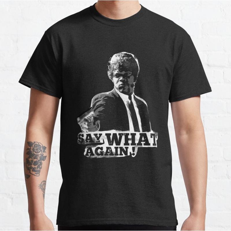 80s vintage movie Pulp fiction Say What Again! Short-sleeve crewneck T-shirt for men large size