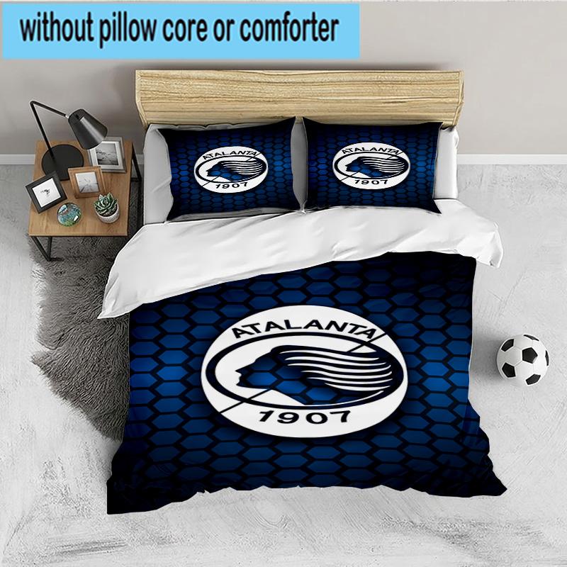 Set de așternut Atlanta Football Club 3 bucăți, Ideal pentru 1 husă de pilotă și 2 fețe de pernă, Perfect pentru cadou pentru fani, Ideal pentru dormitor, Cămin
