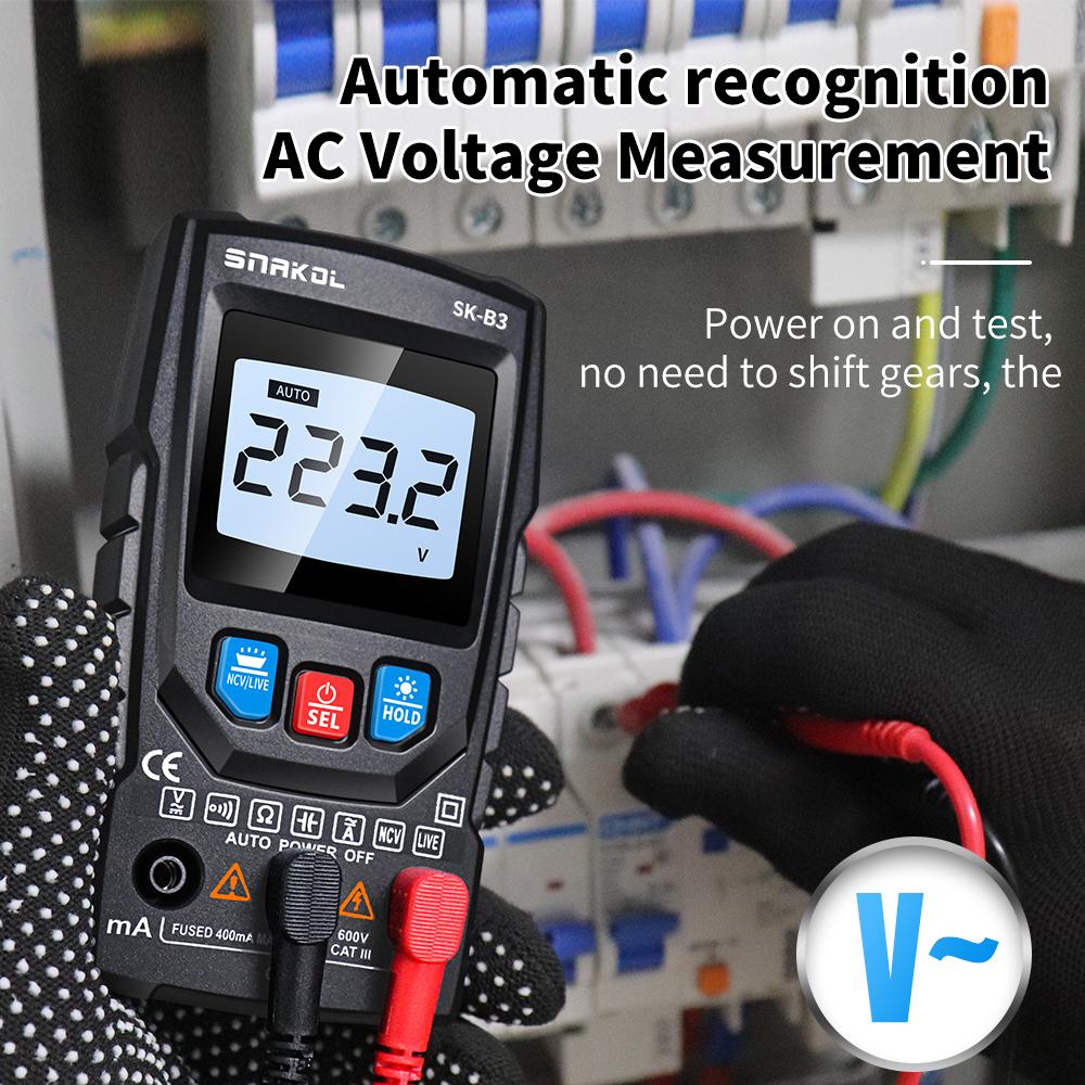 

Snakol Smart Multimeter Professional Digital Multimeters 3999 Counts AC/DC Voltage Tester Ohm NCV Current Ammeter Detector Tools