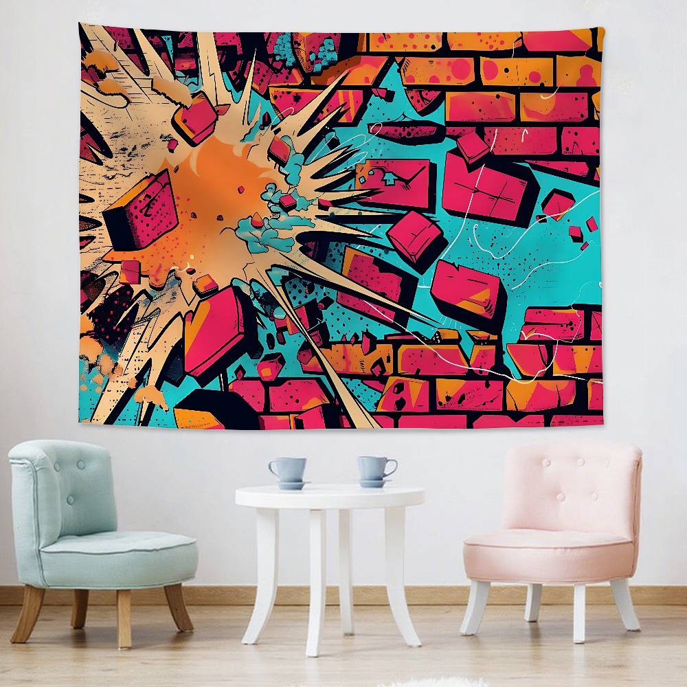 Street Graffiti Tapestry Wall Hanging Tapestry Art Deco Style Blanket Curtain Home Bedroom Living Room Decoration
