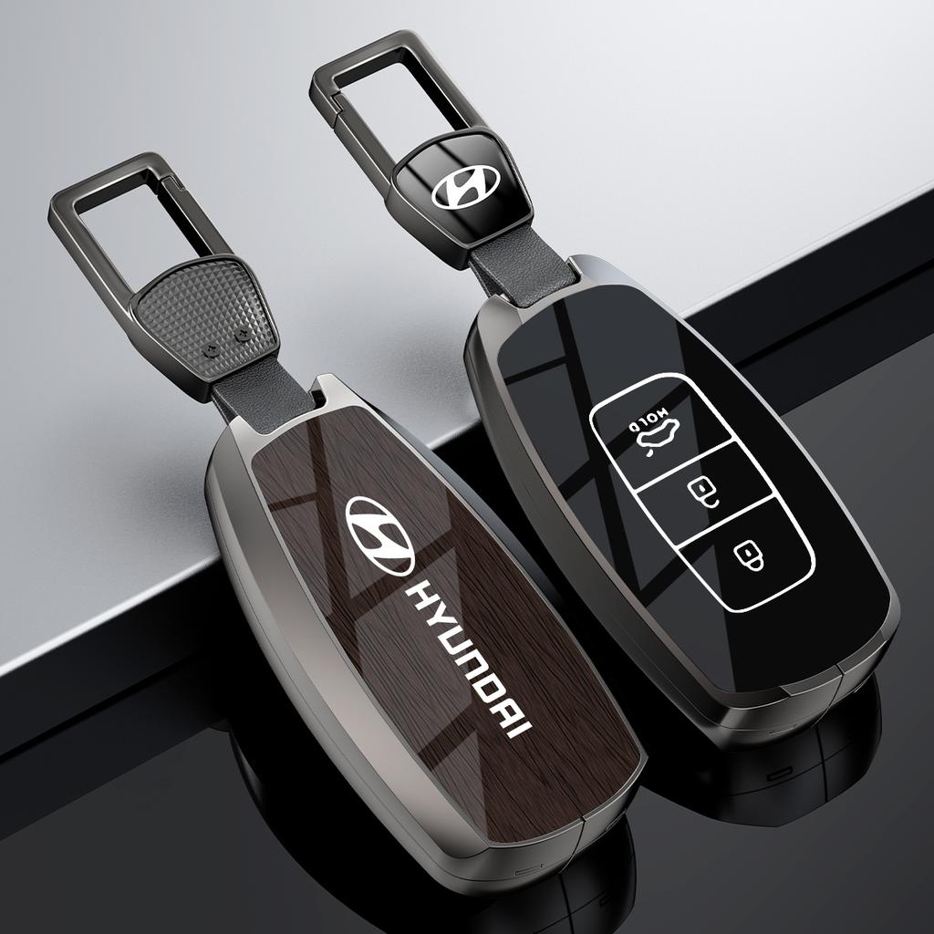 Metallic Glass Wood Grain Car Key Case Anti Scratch Anti Dust for Hyundai kona 2017 i30 ix35 solaris Azera ELANTRA GRANDEUR IG E5