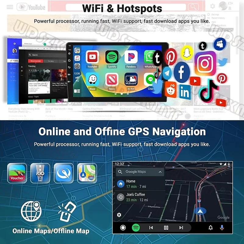 Universal 2Din Car Radio 7"/9"/10"Android 13 Autoradio 4/8Core Wireless Carpaly Multimedia Player GPS For Hyundai Nissan Toyota
