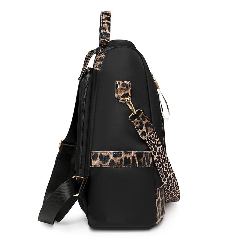 Women's Leopard Print Backpack Anti-Theft Travel Backpack Student Schoolbag