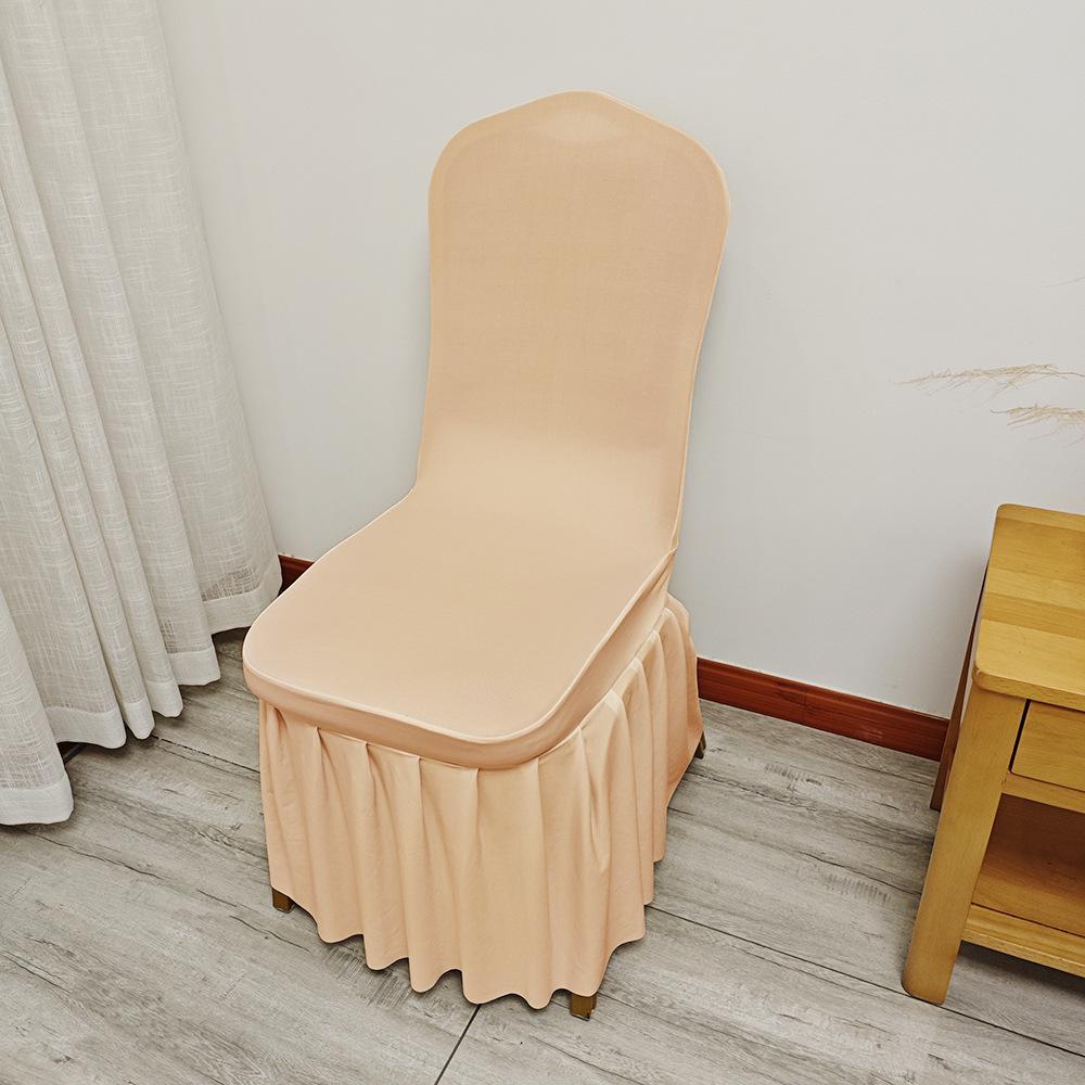 Universal Elastic White Skirt Chair Cover for Weddings & Banquets