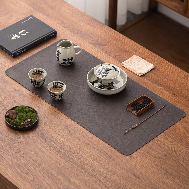 Waterproof Leather Tea Mat Zen Minimalist Leather Waterproof Tea Tablecloth Home Table Runner Dry Tea Tray Mat