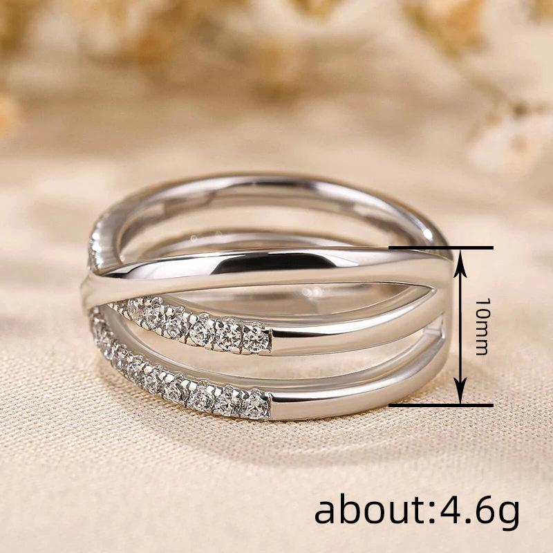 European and Korean three-layer cross line ring new versatile jewelry, commuter style light luxury wax inlaid ring