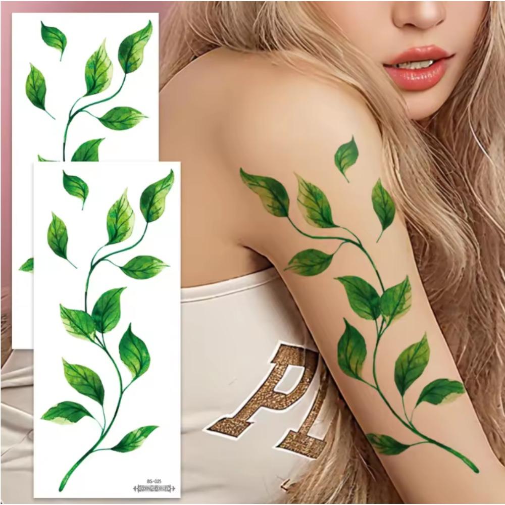 

Large Realistic Vine Tattoos 2 Sheets - Waterproof Leaf Body Art Stickers For Women, Party & Events